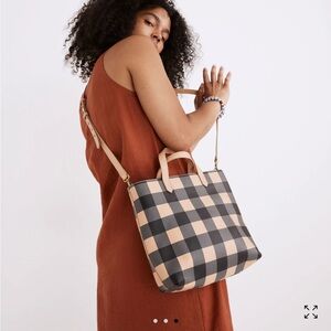 Madewell gingham zip-top transport bag